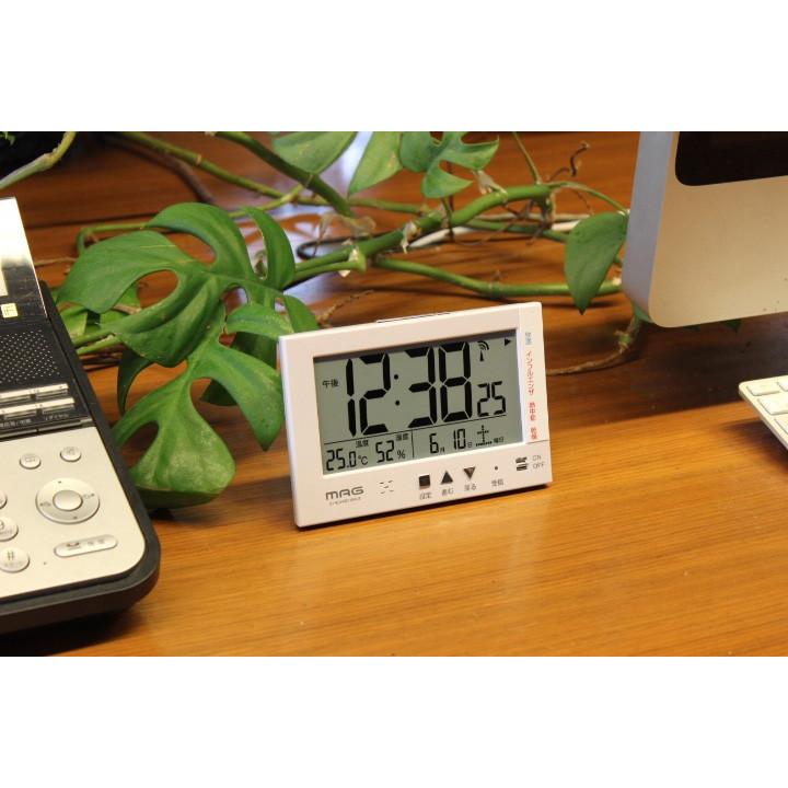 置き時計 電波時計 デジタル 卓上 目覚ましクロック 温度計 湿度計 カレンダー表示付き｜kanaemina｜04