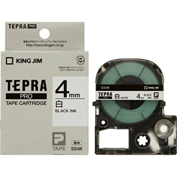 テプラ Pro プロ キングジム テープ カートリッジ SS4K 幅4mm 白ラベル 黒文字｜kanaemina