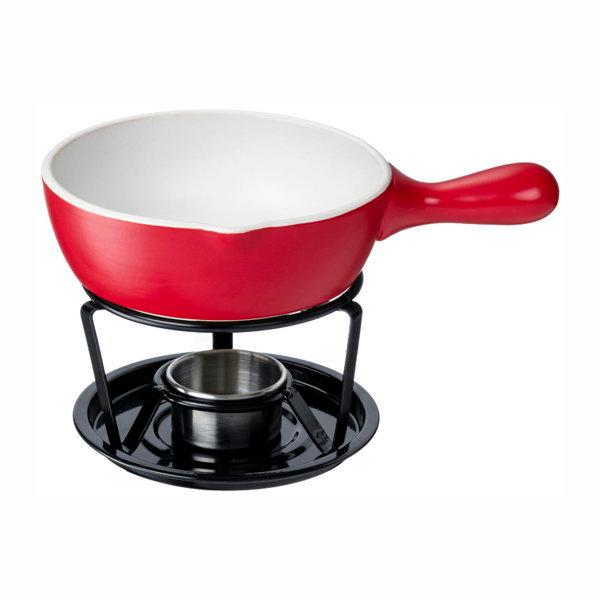 フォンデュ鍋 卓上コンロセット 15cm レッド チーズフォンデュ チョコフォンデュ カタログギフトも