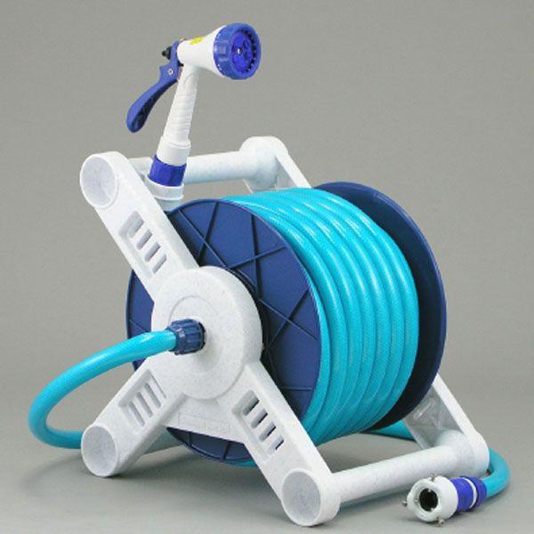 散水用ホースリールセット 20m巻 スーパー耐圧ホース 接続部品 多機能