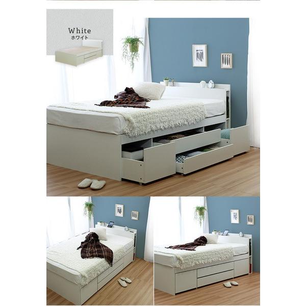 収納付きベッド セミダブル ベッドフレーム チェスト 宮棚 コンセント