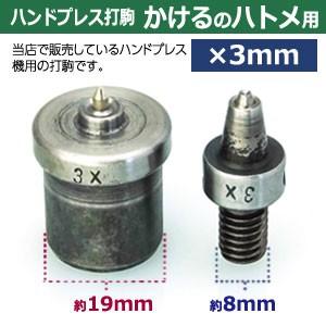 ハンドプレス駒付 ハトメパンチ  ハトメ Ｓフック付 ハンドプレス打駒 かけるのハトメ3mm用 上駒幅13mm高31mm軸幅8mm 下駒