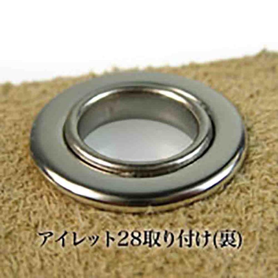 プロ用 焼入れ 手打ち工具 ハトメ アイレット #28 12mm アイレット28用 手打ち棒124.5×24.7mm 打皿 直径58.9×高29.0mm 鉄製焼き加工 打棒 打皿 1セット入_7