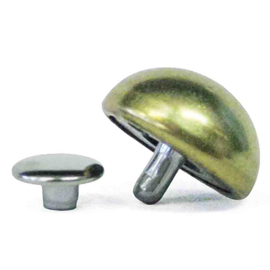 カバン金具 半丸カシメ18mm ゴールド 本金メッキ 30セット入 頭18mm 足長6mmカシメ9mm 【大玉】 真鍮・鉄・樹脂 修理部品