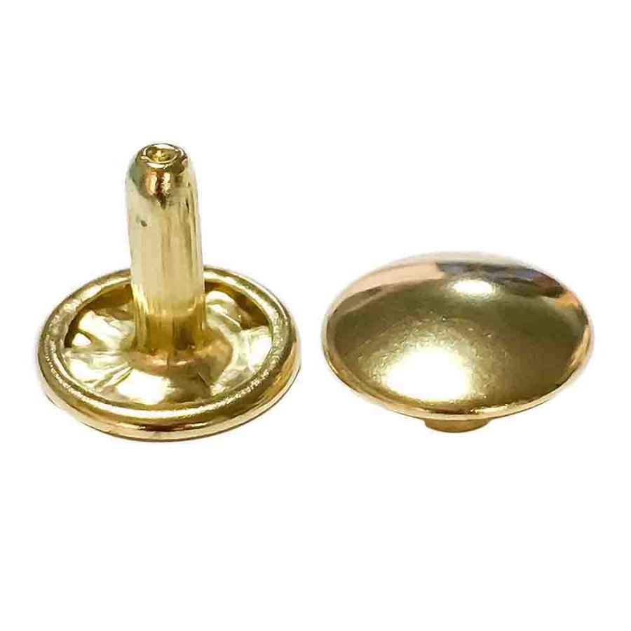 特大カシメ 13mm 両面 長足 ゴールド 真鍮メッキ 5セット 頭 足 各5