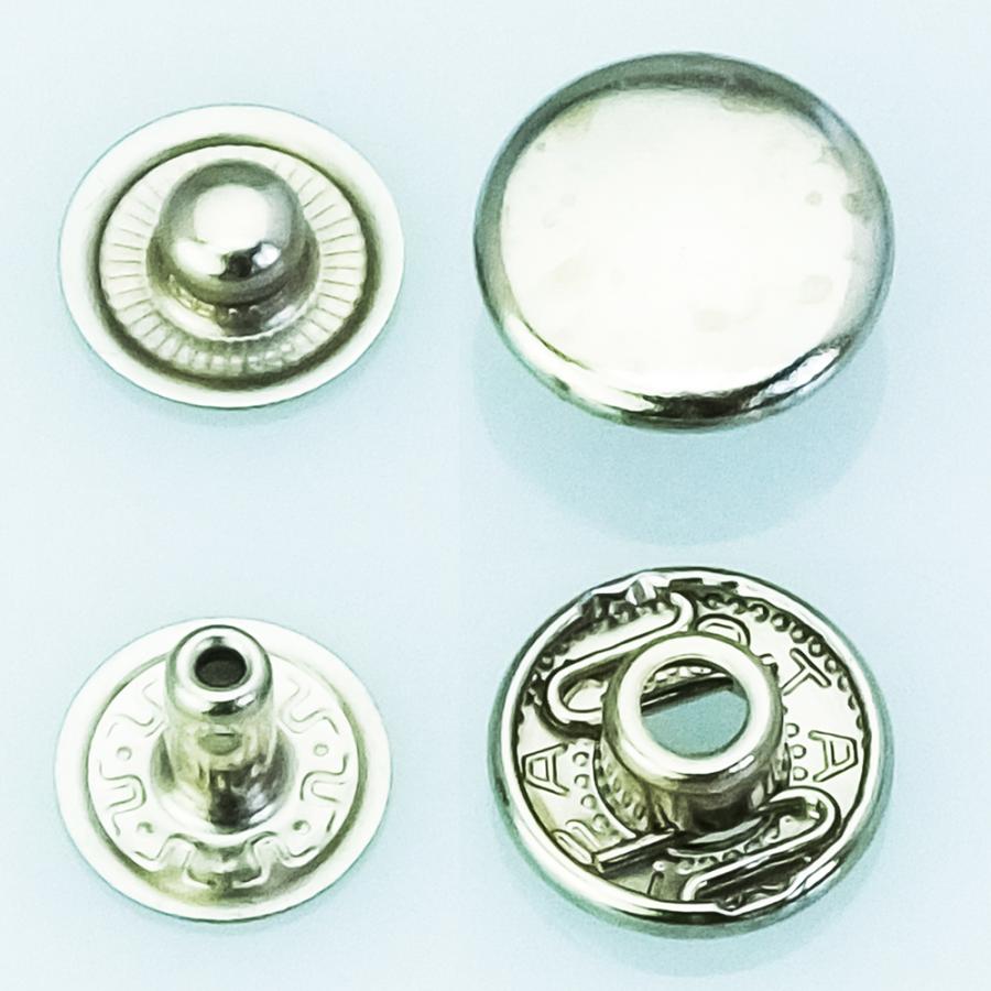 バネホック No.5 長足 13mm シルバー ニッケル 5セット1袋 （頭、バネ
