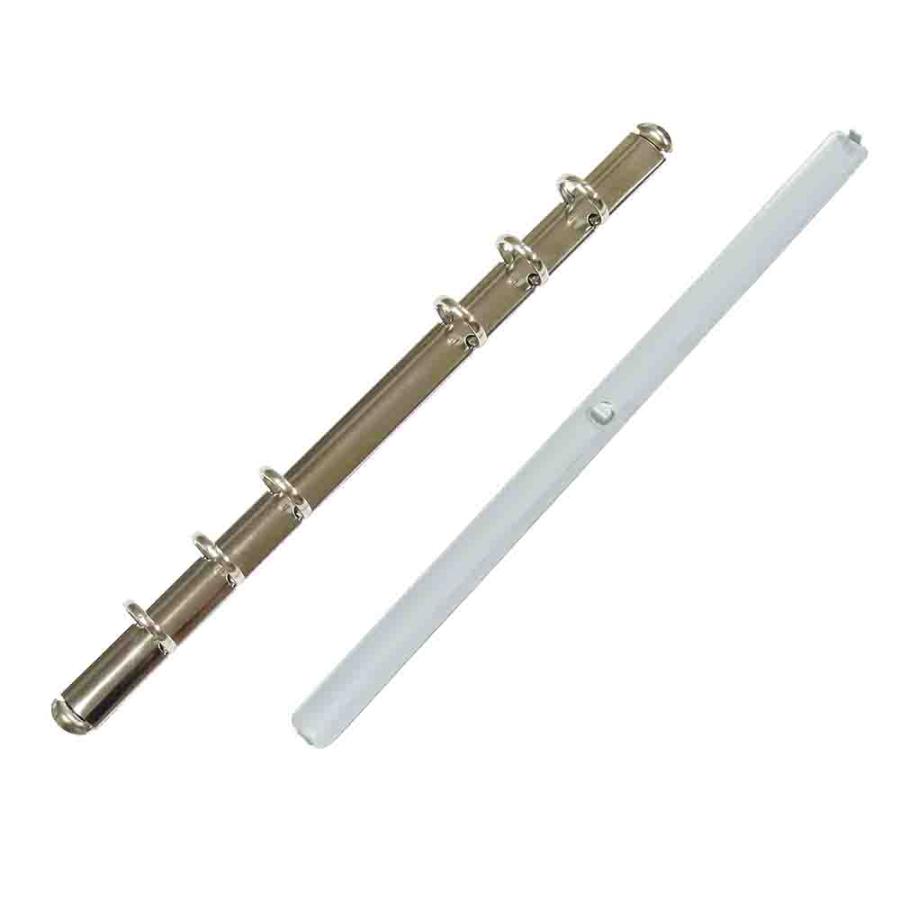 バインダー金具 N171-6-11R １0本入 長さ 179mm 背幅 10.5mm リング内径 11mm 背つきタイプ 6穴 シルバー ニッケルメッキ 鉄 B6縦 バイブルサイズ 取付 板付きの画像