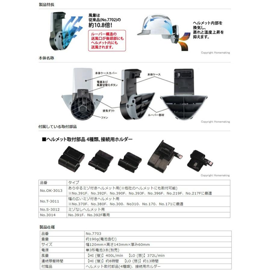 熱中症対策に トーヨー ヘルメット取付式送風機 7703 Windy3 扇風機 ご使用のヘルメットに取付けが可能 ウィンディースリー TOYO SAFETY _｜kanajin｜03