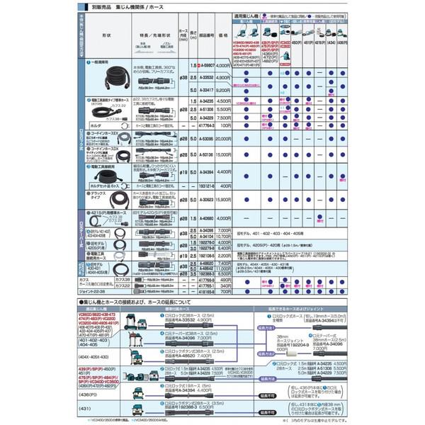 マキタ) 集じん機用ホース 一般清掃用 A-33417 長さ5.0m 内径φ38mm 外