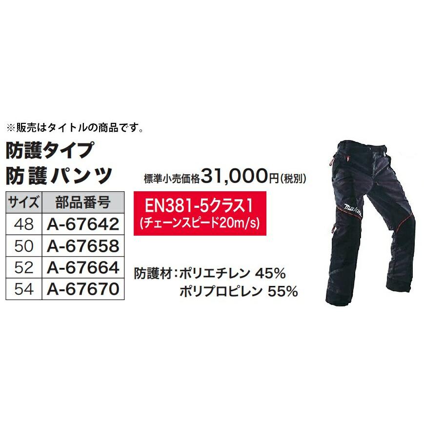マキタ（makita） 防護パンツ 54サイズ A-67670 防護タイプ 欧州規格