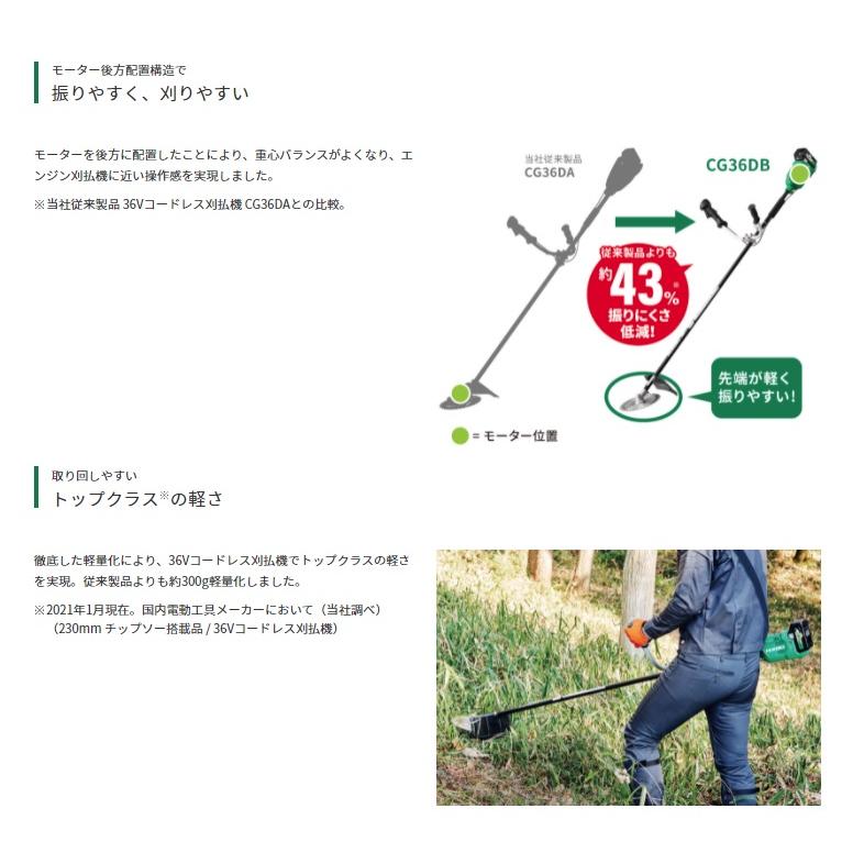 HiKOKI コードレス刈払機 CG36DB(NN) 両手ハンドル 本体のみ 36V対応 