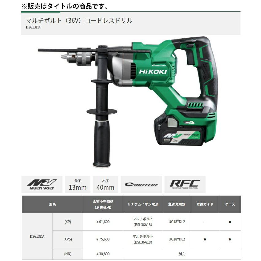 HiKOKI（ハイコーキ） コードレスドリル D3613DA(NN) 本体のみ D形 
