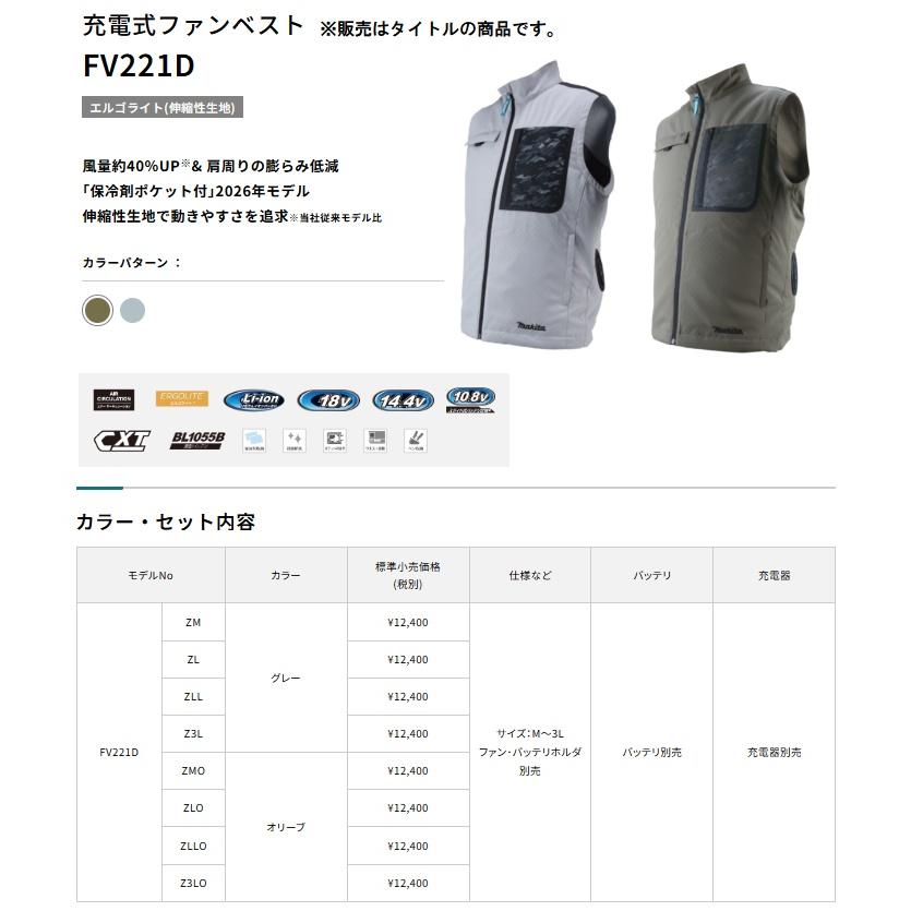 マキタ（makita） FV221DZL 充電式ファンベスト グレー サイズ L