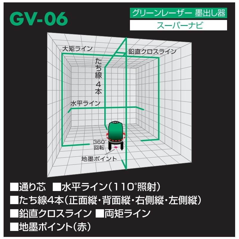 山真製鋸 レーザー墨出し器 グリーンレーザー スーパーナビ GV-06-J 