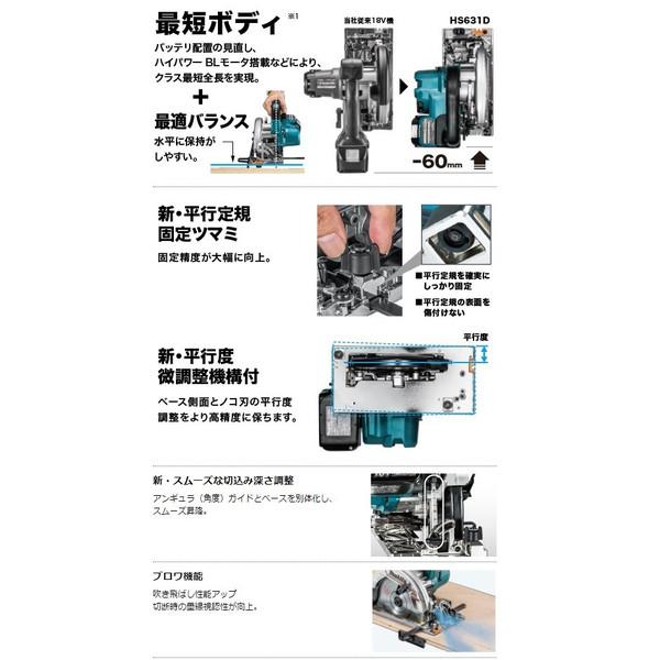 マキタ（makita） 165mm 充電式マルノコ HS631DZSB 黒 本体+鮫肌