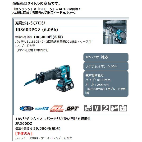 マキタ（makita） 充電式レシプロソー JR360DPG2 バッテリx2+2口急速
