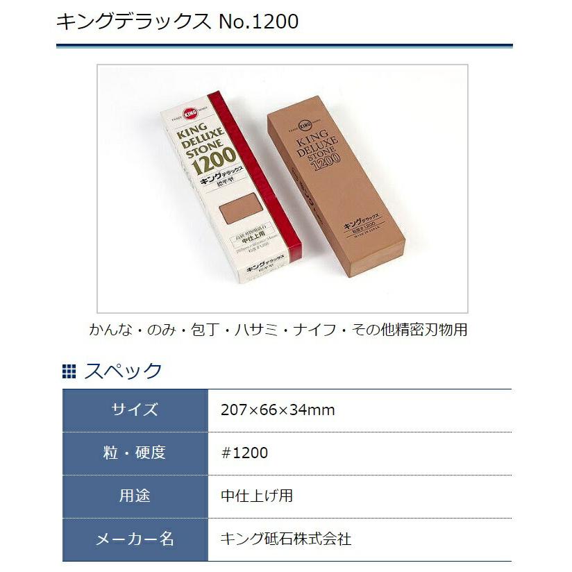 小型便 キング砥石 キングデラックス No.1200 中仕上げ用 標準型 サイズ207x66x34mm かんな・のみ・包丁・ハサミ・ナイフ・その他精密刃物用 。｜kanajin｜02