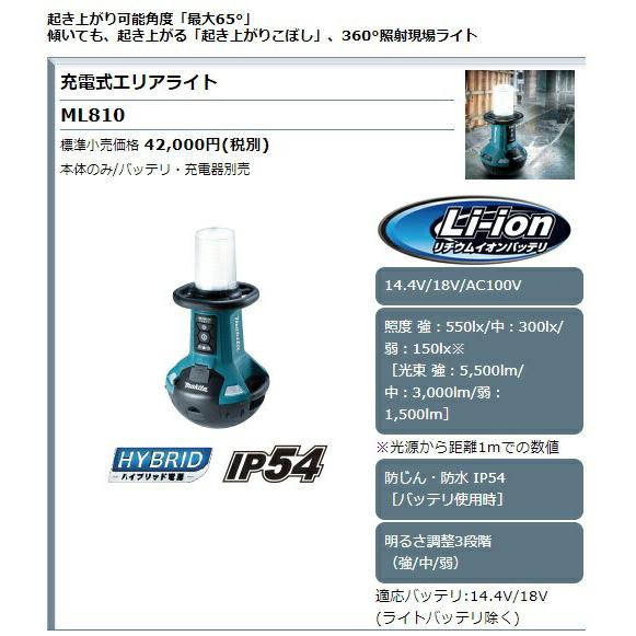 マキタ（makita） 充電式エリアライト ML810 本体のみ コードレス 明る