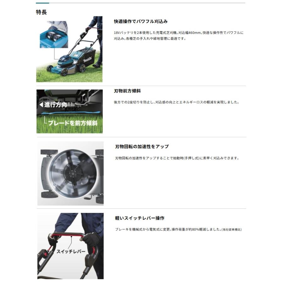 マキタ（makita） 充電式芝刈機 MLM466DZ 本体のみ 刈込幅460mm