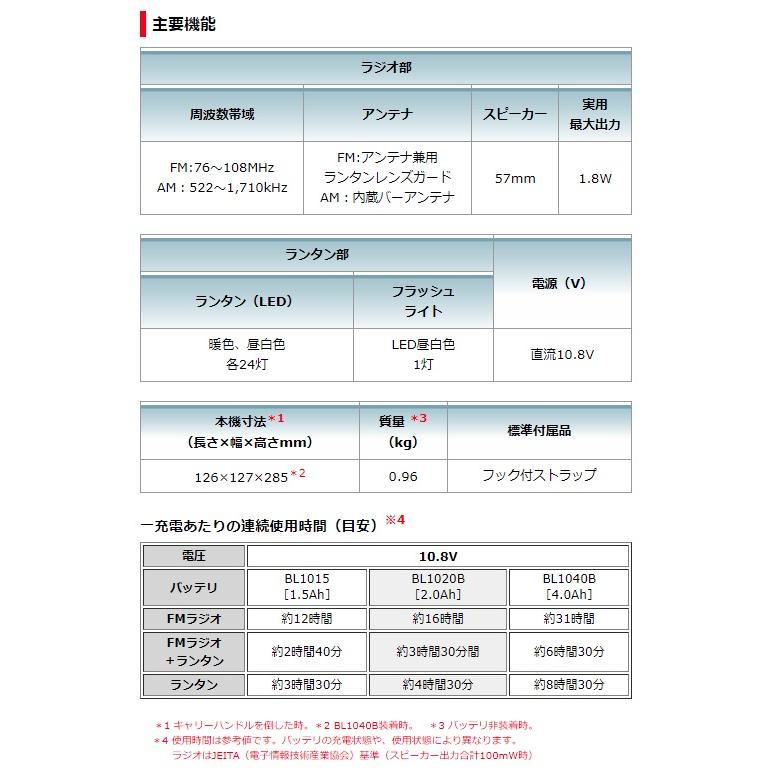 (マキタ) 充電式ランタン付ラジオ MR053 青 本体のみ ランタン3段階調色 10.8V対応 makita｜kanajin｜06