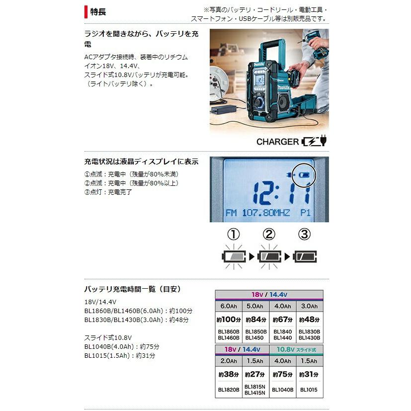 マキタ 充電機能付ラジオ MR300B(黒)+バッテリBL1830B+充電器DC18RF付 AC100V/10.8V/14.4V/18V対応 makita 当店オリジナルセット品_1