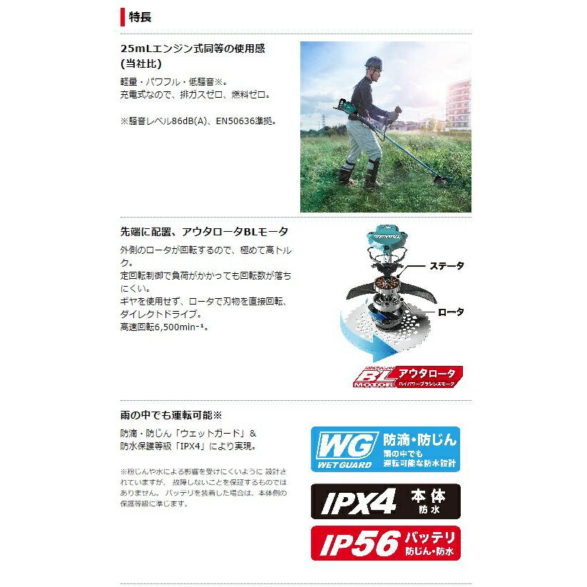 個人宅不可 マキタ 40Vmax充電式草刈機 ループハンドル MUR003GRM バッテリBL4040+急速充電器DC40RA付 草刈刃φ255mm 40Vmax対応 makita 大型製品｜kanajin｜03