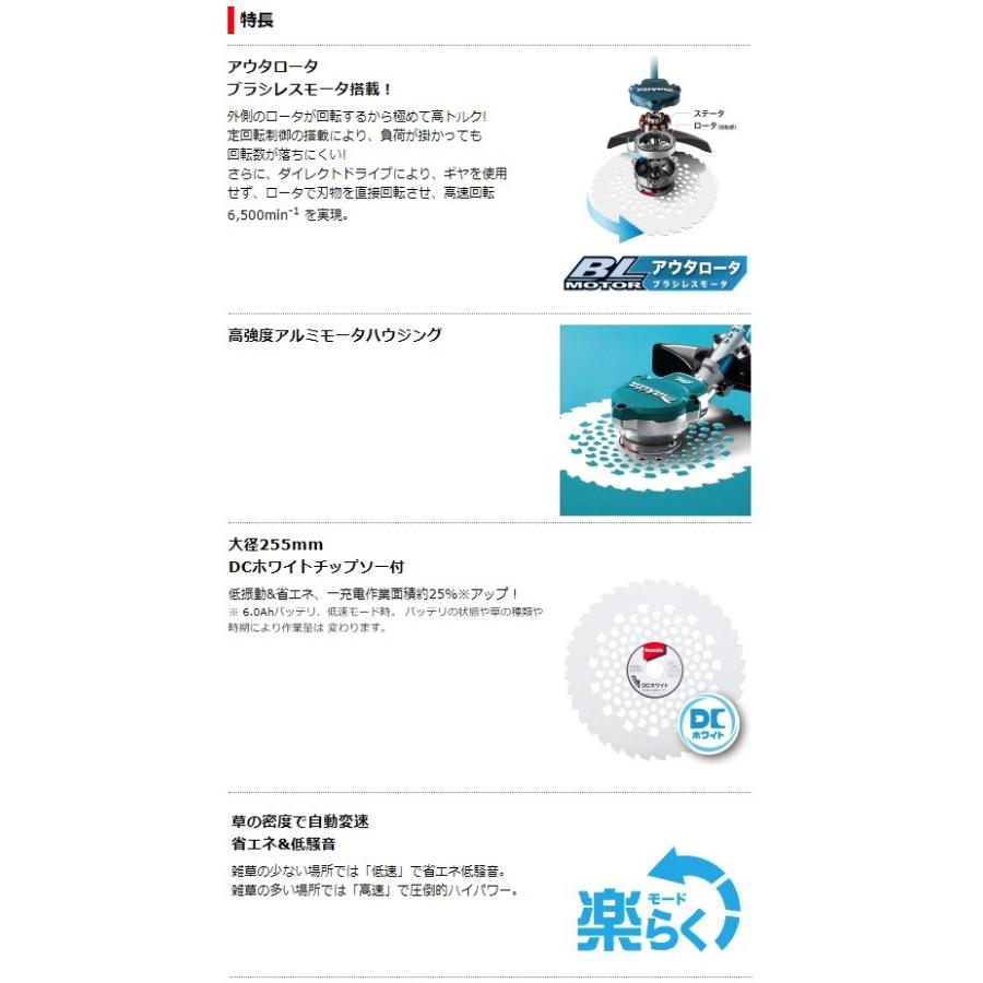 素敵な Mur368udz 充電式草刈機 マキタ Uハンドル Makita 18vx2 36v対応 草刈刃f255mm Dcホワイトチップソー付 本体のみ 本体 Labelians Fr