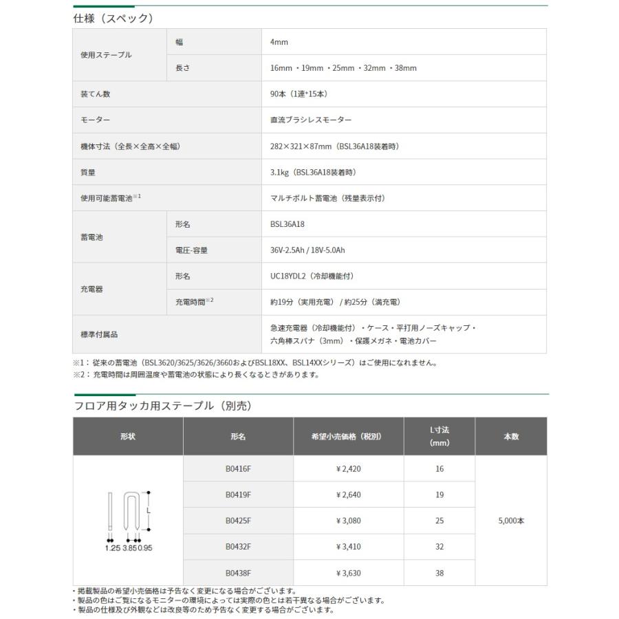 HiKOKI マルチボルト(36V)コードレスフロア用タッカ N3604DM(NNK) 本体+ケース付 36V対応 ハイコーキ 日立｜kanajin｜06