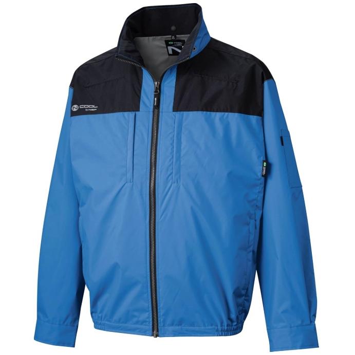 空調服 TM NA-1142 ブルー 服地のみ 上部ファン 長袖 3Dエリ 脱着