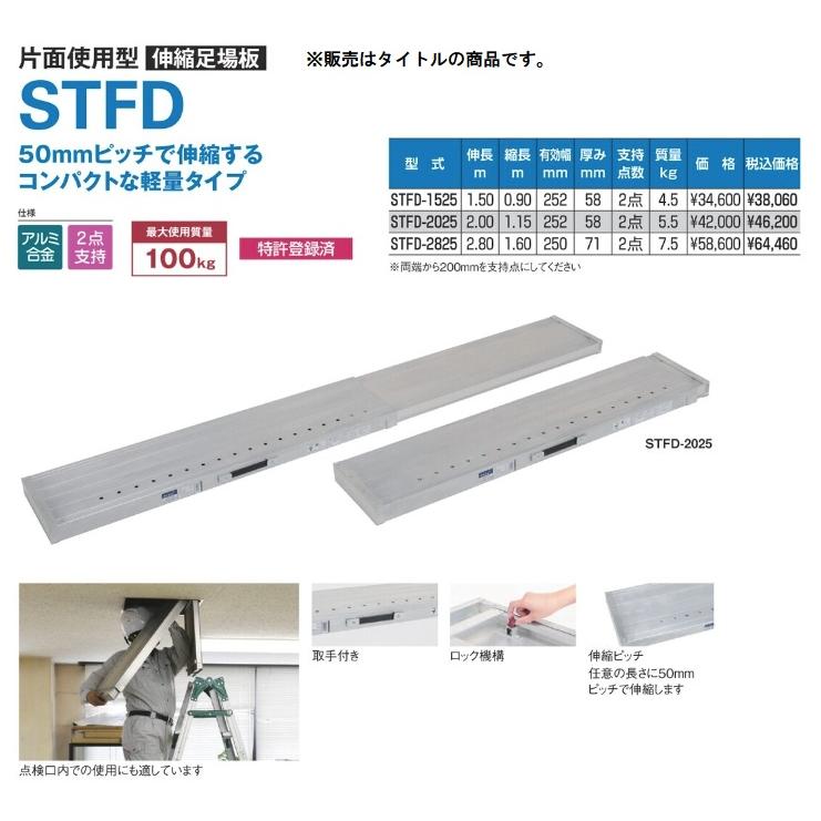 超軽量 片面使用型 ピカ 伸縮足場板 STFD-2025 スライドステージ 大型 
