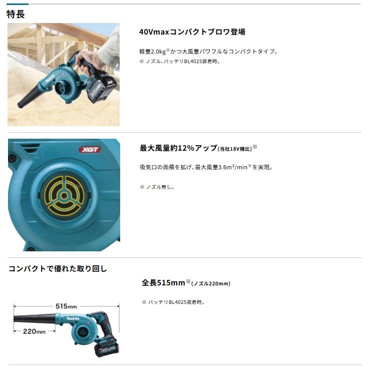 マキタ（makita） 充電式ブロワ UB002GZ 本体のみ コンパクトコードレスブロワ 40Vmax対応 : カナジン ヤフー店 - 通販 ...