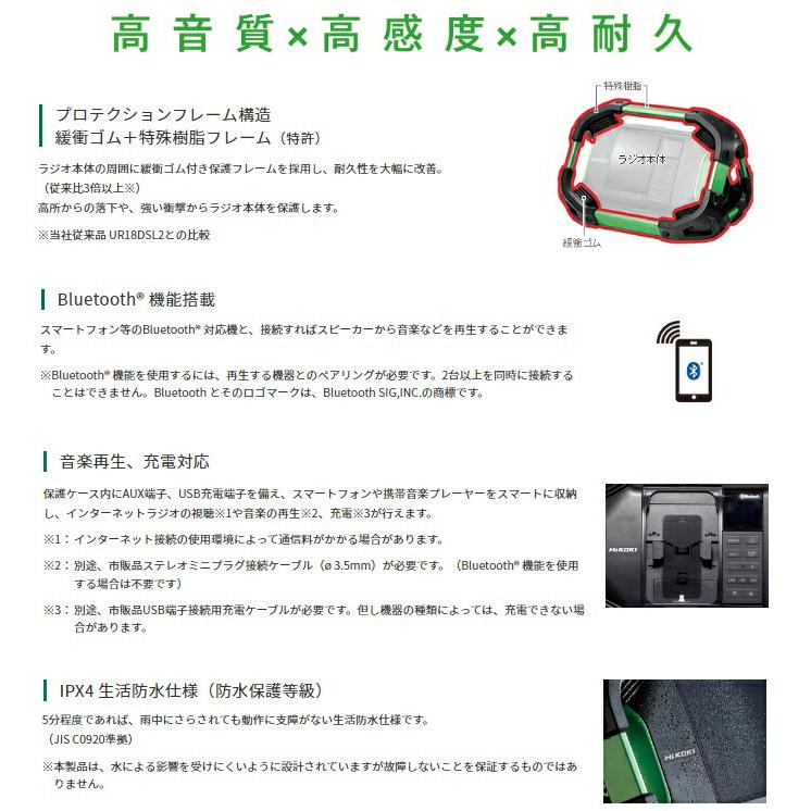 HiKOKI コードレスラジオ UR18DSDL(XP) バッテリBSL36A18+充電器 HiKOKI コードレスラジオ UR18DSDL(XP) バッテリBSL36A18+充電器