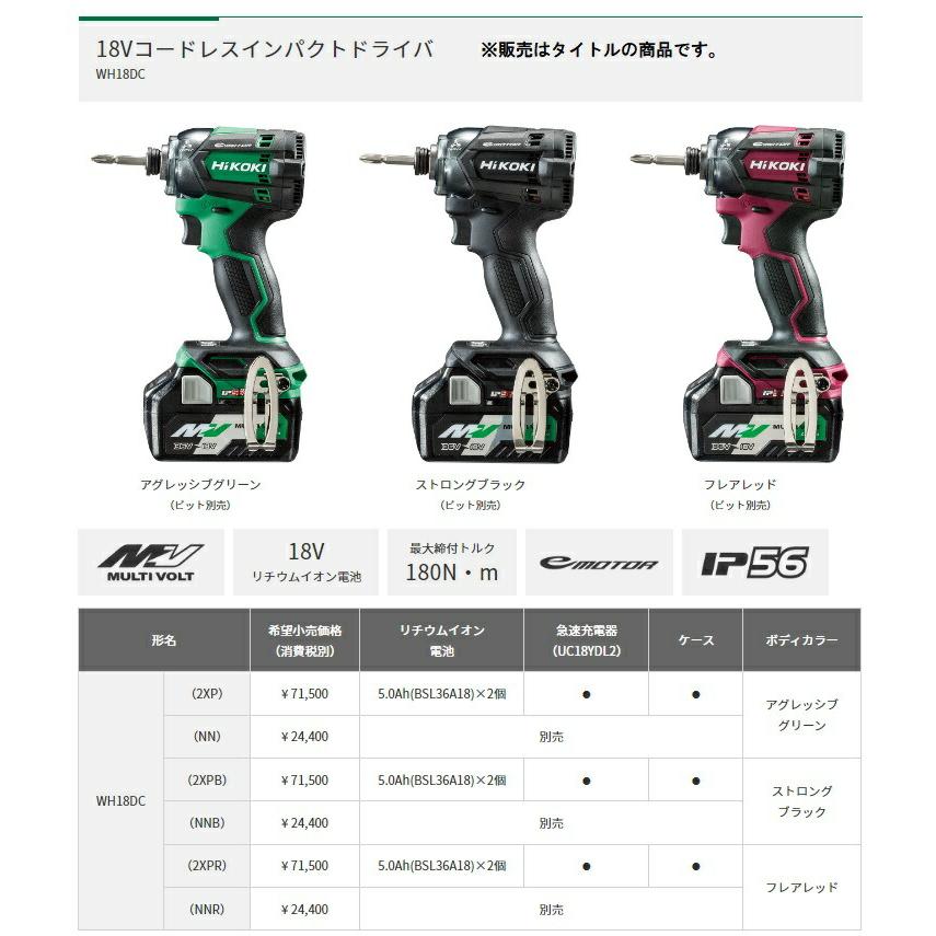 HiKOKI（ハイコーキ） コードレスインパクトドライバ WH18DC(NNB 