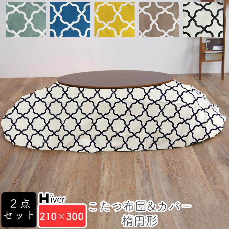 同柄マグ付☆ACTUS☆円型こたつ布団&カバーセット