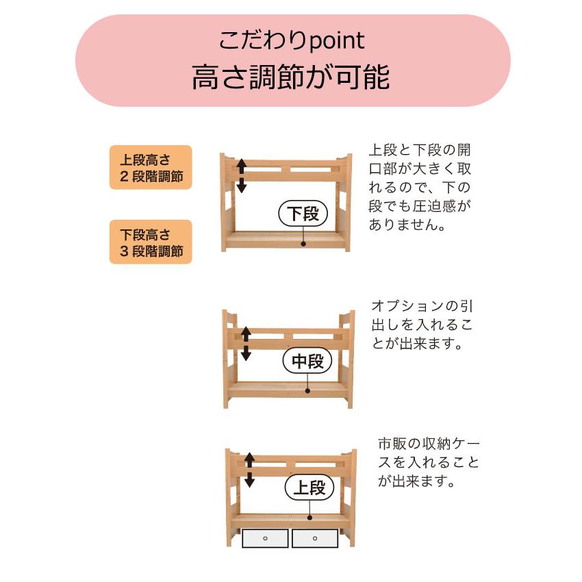 2024年 カスティナ3 2段ベッド 掛けハシゴ 天然木 ヒカリサンデスク