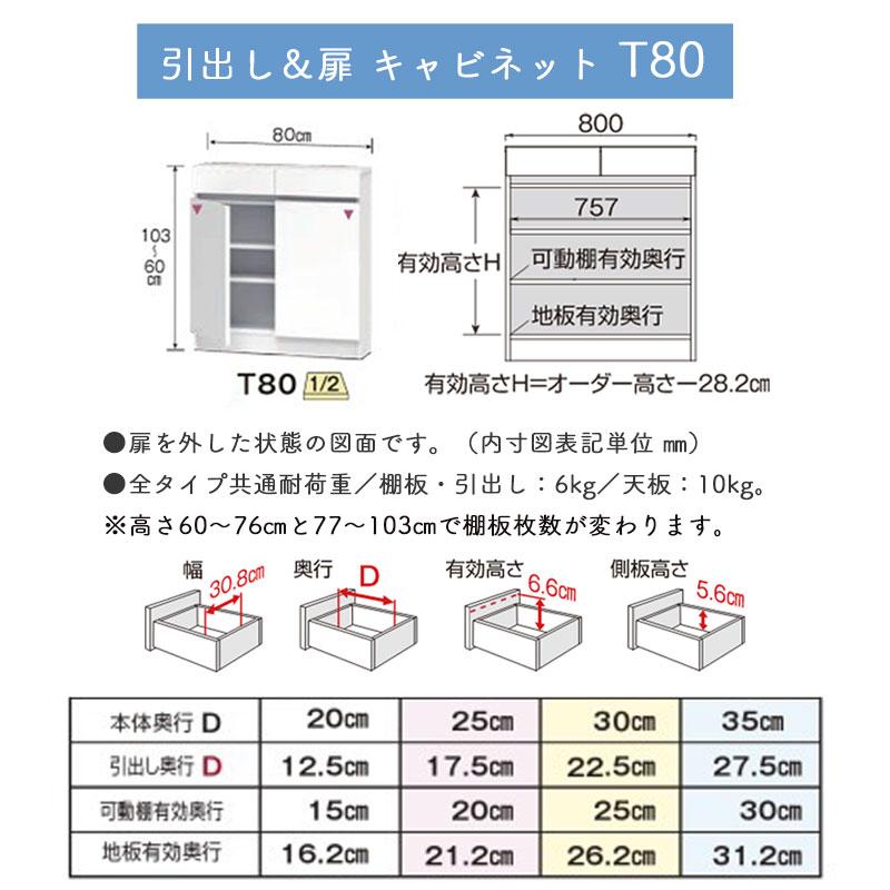 開梱設置 すきまくん カウンター下収納 CSD T80 S80 奥行20cm 幅80cm