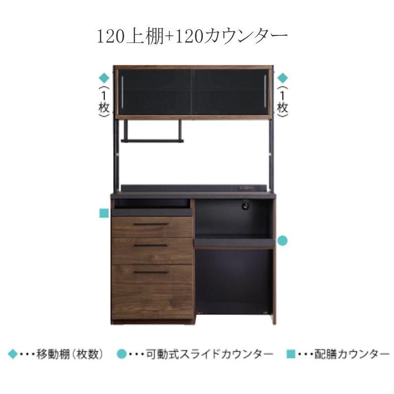 シギヤマ家具工業 キッチンボード 開梱設置付き 食器棚 レンジ台 120cm