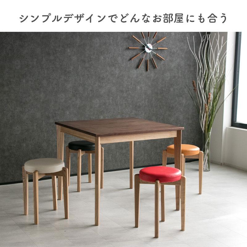 ダイニングテーブル スクエアテーブル コーヒーテーブル 正方形 幅80cm 高さ70cm 角型 食卓テーブル ブラウン ウォールナット マカロン2 80テーブル 新城家具_3