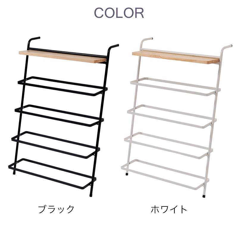 ラック 靴入れ 日本製 小物置き 靴置き 靴 シューズ アイアン 木製 天然木 スチール 玄関 東谷 アイアンシューズラック ブラック NIT-15BK ホワイト NIT-15WHの画像