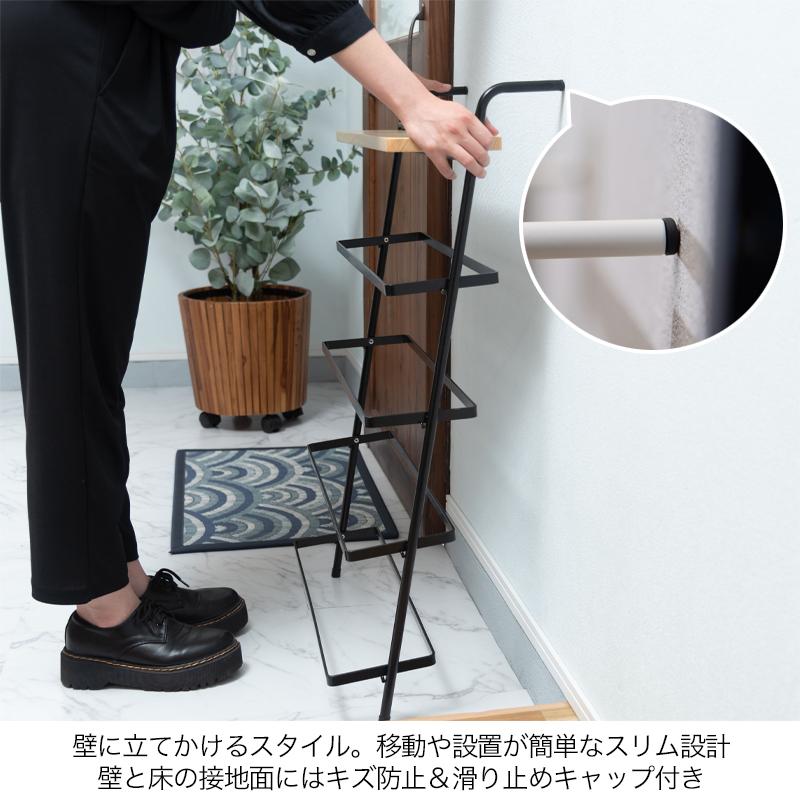 ラック 靴入れ 日本製 小物置き 靴置き 靴 シューズ アイアン 木製 天然木 スチール 玄関 東谷 アイアンシューズラック ブラック NIT-15BK ホワイト NIT-15WHの画像