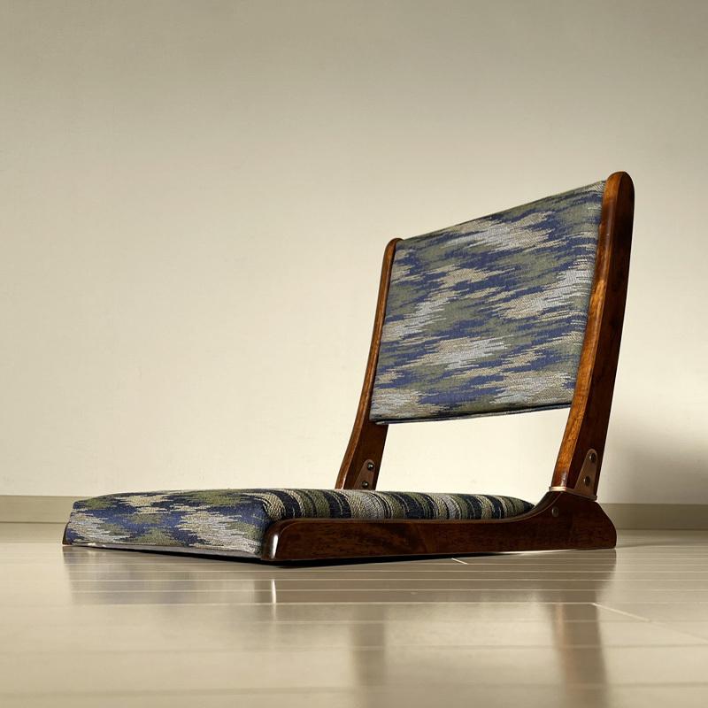 座椅子 雲月 ブルー ゴールド 和座椅子 折りたたみ 和風 コンパクト