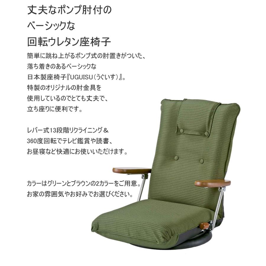 ミヤタケ 座椅子 日本製 回転リクライニング ポンプ肘式回転座椅子