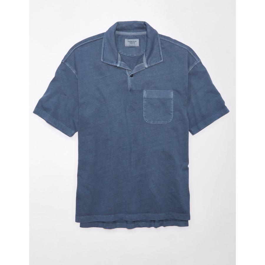 アメリカンイーグル オーバーサイズ ポロシャツ メンズ 半袖 ブルー 大きいサイズあり｜kanaloa-yshop｜02