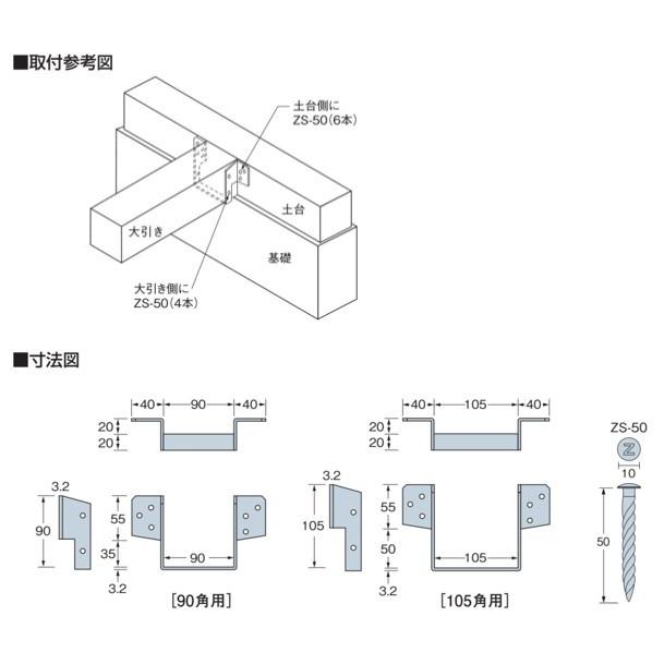 タナカ オメガー外折り大引き受け金物 90角用 AB4906(30個入 タナカ オメガー外折り大引き受け金物 90角用 AB4906(30個入