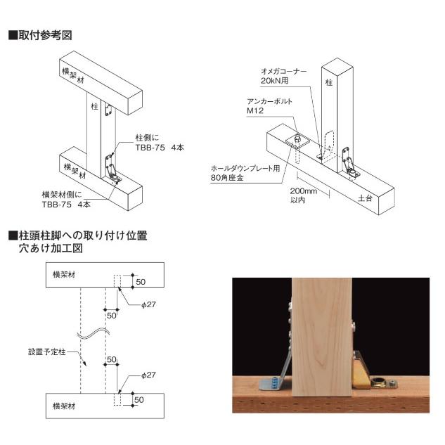 送料無料　タナカ オメガー 柱交換用パイプコーナー （20個入）1ケース AA6505