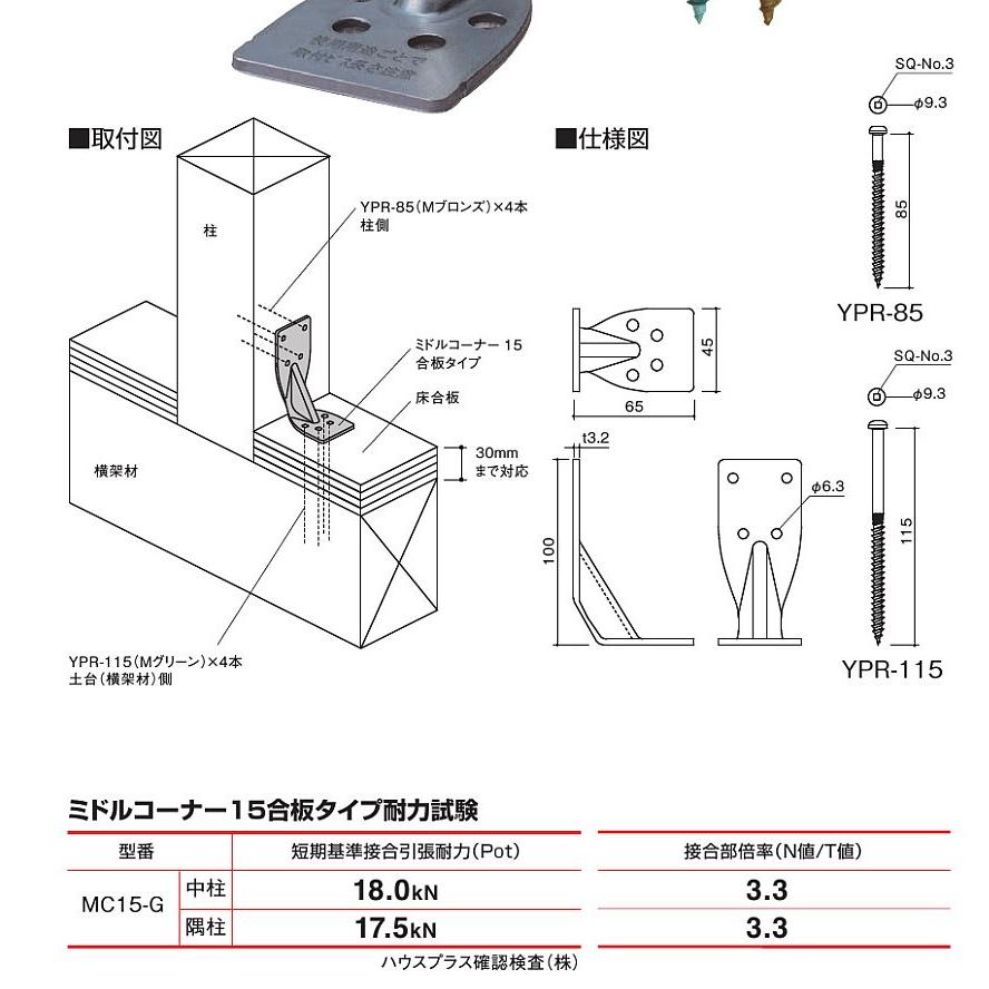 カネシン ミドルコーナー15合板タイプ MC15−G （1個） : かな 