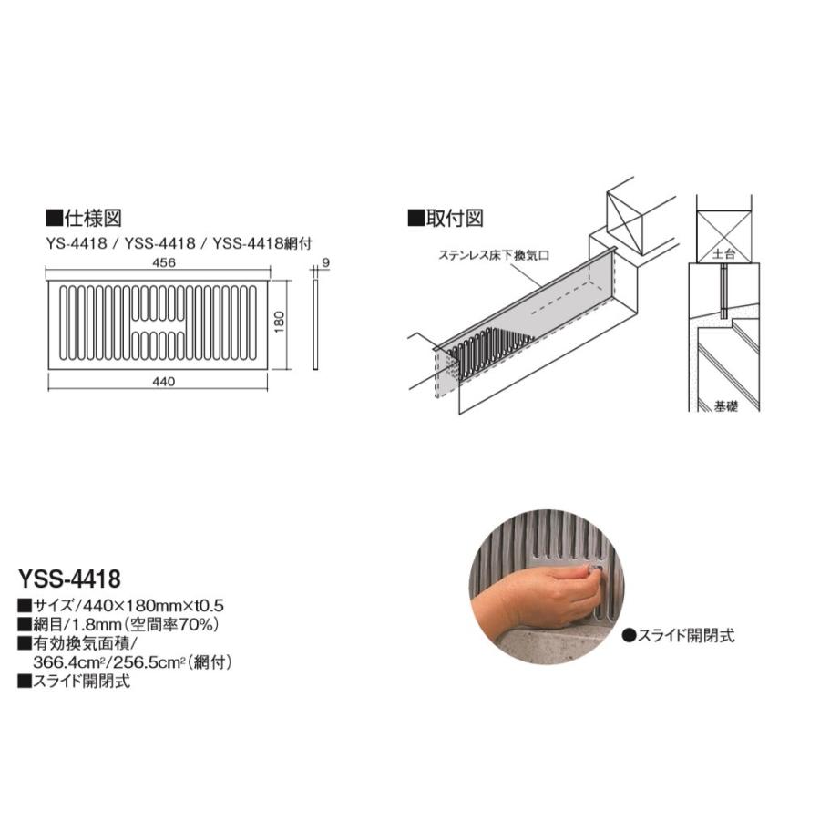 カネシン ステンレス床下換気口 YSS-4418 （1枚） : かなモン - 通販  