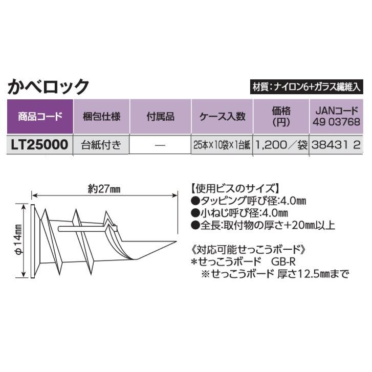 若井産業 かべロック LT25000 ２５本入｜kanamon-shop｜03