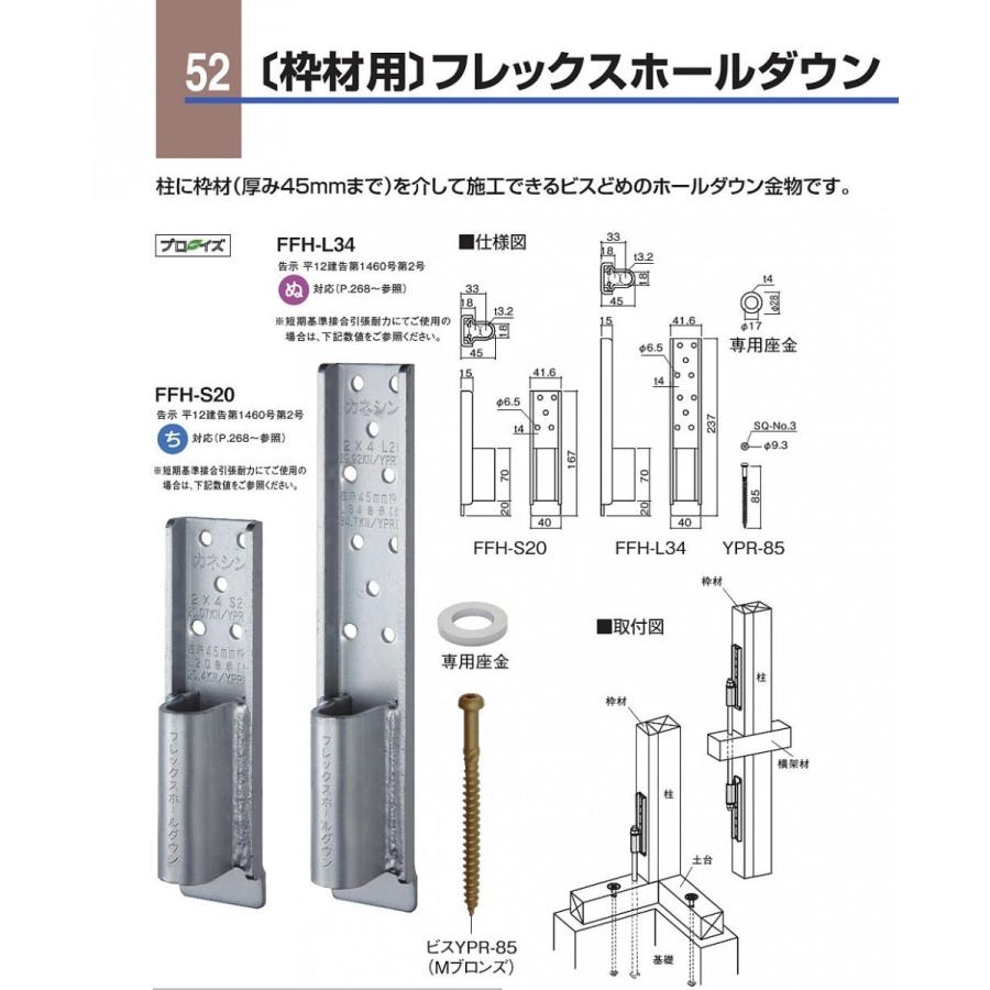 カネシン (枠材用)フレッックスホールダウン FFH-S20（603420）30個