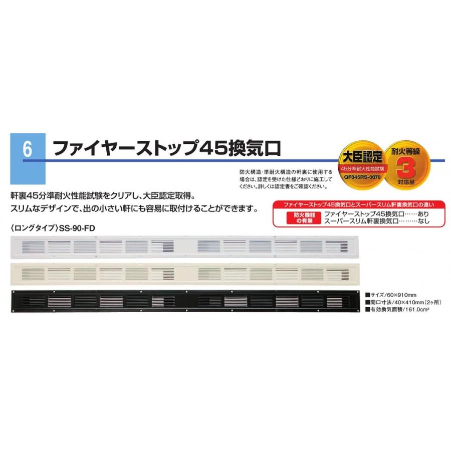 カネシン ファイヤーストップ45換気口 ロングタイプ SS-90-FD カネシン ファイヤーストップ45換気口 ロングタイプ SS-90-FD